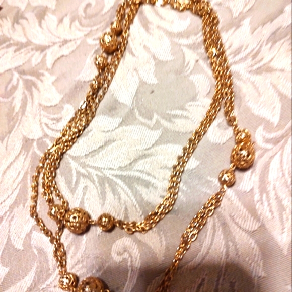 Vintage Jewelry - ⚜️🌹⚜️ Gorgeous Vintage Gold Filigree Ball Draping Necklace